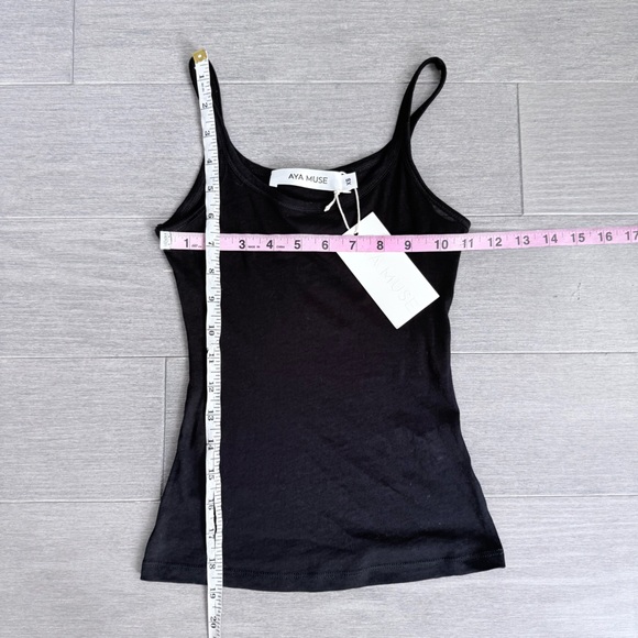 NWT AYA MUSE Scoop Tank Top Black XS Minimalist Semi Sheer Revolve - Picture 14 of 14